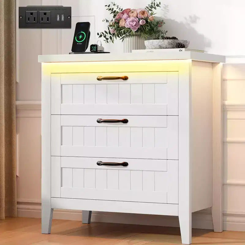 Commode moderne à 3/5/6/8 tiroirs avec lumière LED, petite table de chevet en bois et commode, meuble de rangement pour chambre, placard et salon