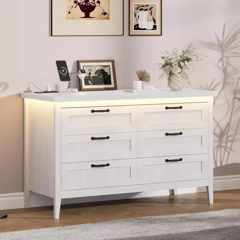 Commode moderne à 3/5/6/8 tiroirs avec lumière LED, petite table de chevet en bois et commode, meuble de rangement pour chambre, placard et salon