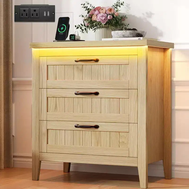 Commode moderne à 3/5/6/8 tiroirs avec lumière LED, petite table de chevet en bois et commode, meuble de rangement pour chambre, placard et salon