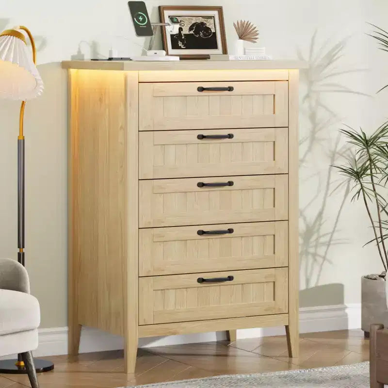 Commode moderne à 3/5/6/8 tiroirs avec lumière LED, petite table de chevet en bois et commode, meuble de rangement pour chambre, placard et salon