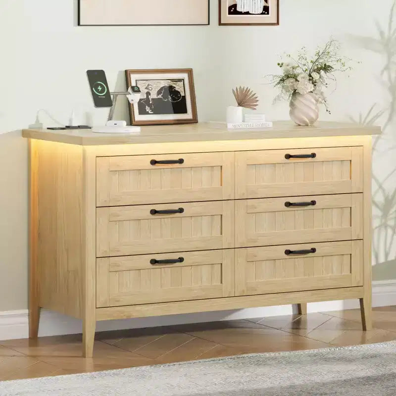 Commode moderne à 3/5/6/8 tiroirs avec lumière LED, petite table de chevet en bois et commode, meuble de rangement pour chambre, placard et salon
