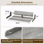 Dessus de laveuse et sécheuse en bois, comptoir de buanderie de 137 cm avec étagère de rangement à 2 niveaux, surface de travail antidérapante avec garde-corps pour l'organisation de la buanderie