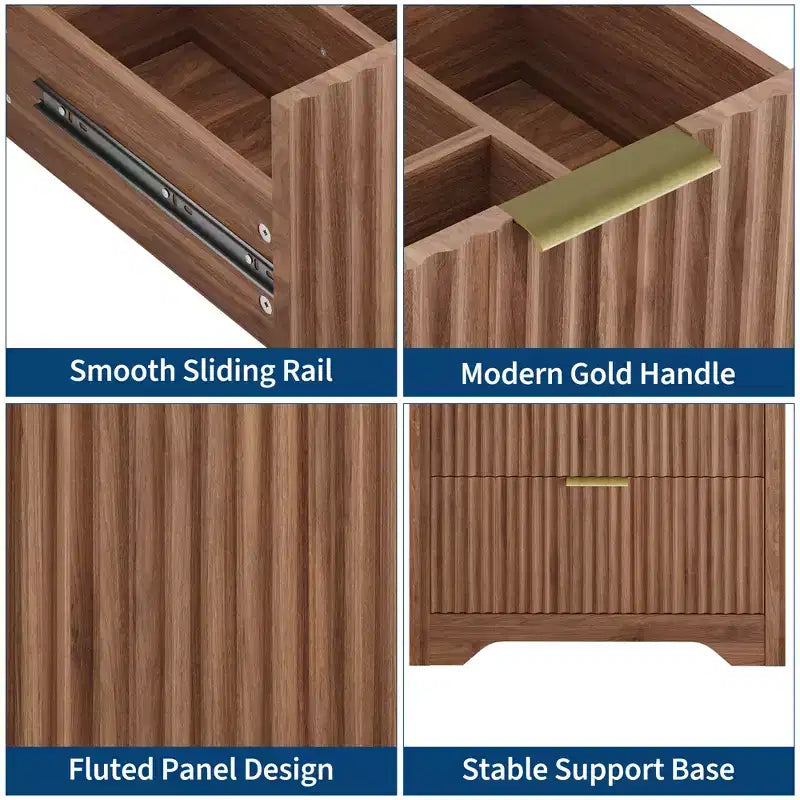 Meuble-lavabo de salle de bain moderne cannelé avec lavabo en céramique intégré, armoire de rangement autoportante avec 3 tiroirs pour salle de bain contemporaine.