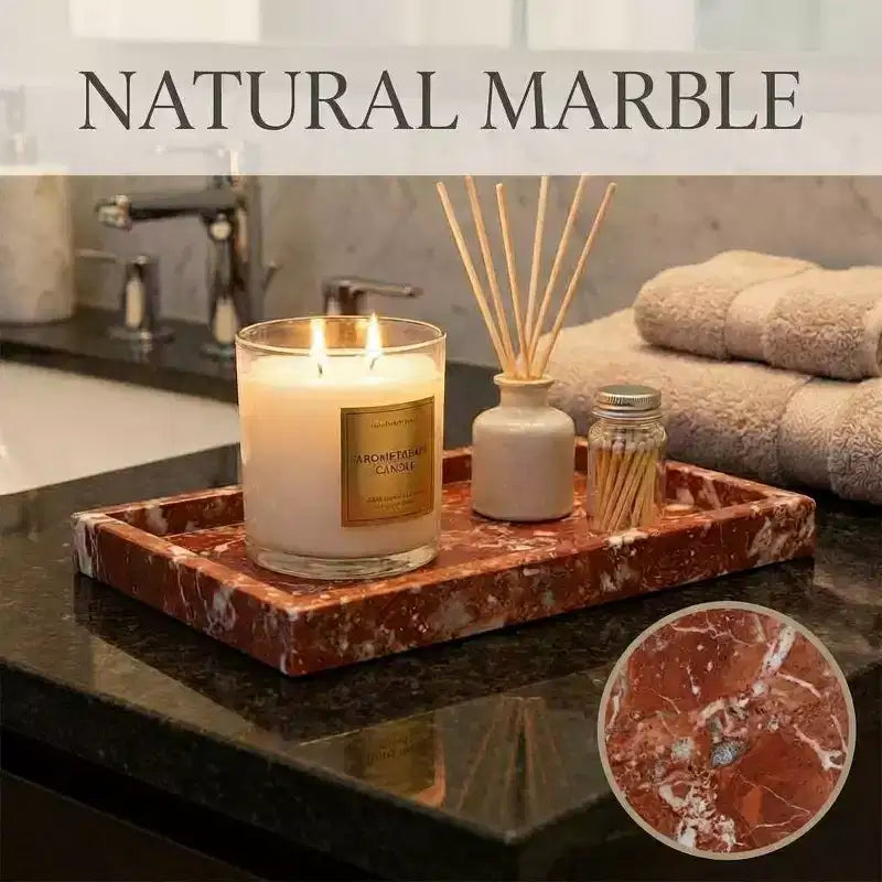 Élégant plateau de rangement à bijoux en marbre naturel, cadeau fête des mères, plateau en marbre véritable pour coiffeuse, salle de bain, décoration intérieure
