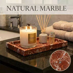 Élégant plateau de rangement à bijoux en marbre naturel, cadeau fête des mères, plateau en marbre véritable pour coiffeuse, salle de bain, décoration intérieure