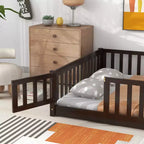 Lit Sailvan complet avec clôture et porte, lit plateforme pour enfants en bois massif