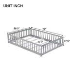 Lit Sailvan complet avec clôture et porte, lit plateforme pour enfants en bois massif