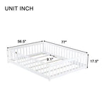 Lit Sailvan complet avec clôture et porte, lit plateforme pour enfants en bois massif