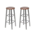 vidaXL Bar Stool Set of 2 Brown and Silver Steel Frame with MDF Seat