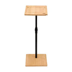 Table d'appoint en bambou en forme de C réglable en hauteur, table de canapé rectangulaire à 2 niveaux avec fente pour téléphone et porte-verre à vin