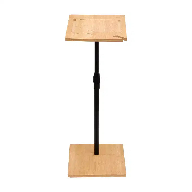 Table d'appoint en bambou en forme de C réglable en hauteur, table de canapé rectangulaire à 2 niveaux avec fente pour téléphone et porte-verre à vin