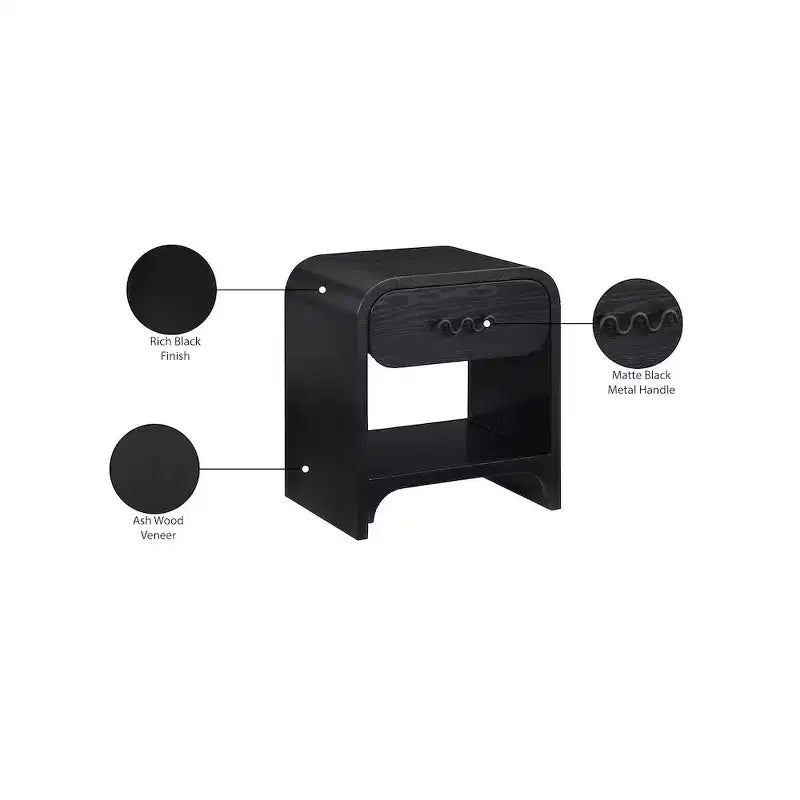 Meridian Furniture Hayes Table de chevet/d'appoint noire