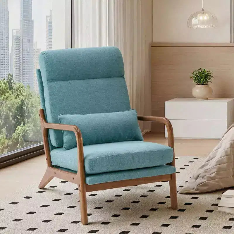 Karl Home Lot de 2 Chaises de Loisirs d'Intérieur en Lin avec Dossier Haut, Accoudoirs en Bois Massif et Cadre en Fer