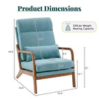 Karl Home Lot de 2 Chaises de Loisirs d'Intérieur en Lin avec Dossier Haut, Accoudoirs en Bois Massif et Cadre en Fer