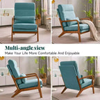 Karl Home Lot de 2 Chaises de Loisirs d'Intérieur en Lin avec Dossier Haut, Accoudoirs en Bois Massif et Cadre en Fer