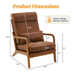 Karl Home Lot de 2 Chaises de Loisirs d'Intérieur en Lin avec Dossier Haut, Accoudoirs en Bois Massif et Cadre en Fer