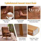 Karl Home Lot de 2 Chaises de Loisirs d'Intérieur en Lin avec Dossier Haut, Accoudoirs en Bois Massif et Cadre en Fer