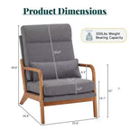 Karl Home Lot de 2 Chaises de Loisirs d'Intérieur en Lin avec Dossier Haut, Accoudoirs en Bois Massif et Cadre en Fer