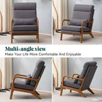Karl Home Lot de 2 Chaises de Loisirs d'Intérieur en Lin avec Dossier Haut, Accoudoirs en Bois Massif et Cadre en Fer