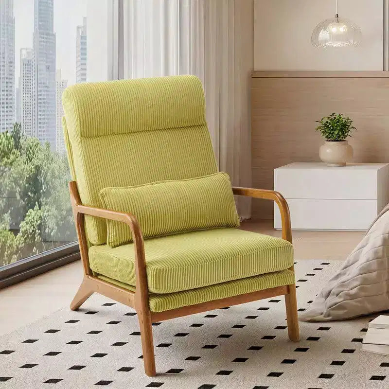 Karl Home Lot de 2 Chaises de Loisirs d'Intérieur en Lin avec Dossier Haut, Accoudoirs en Bois Massif et Cadre en Fer