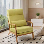 Karl Home Lot de 2 Chaises de Loisirs d'Intérieur en Lin avec Dossier Haut, Accoudoirs en Bois Massif et Cadre en Fer
