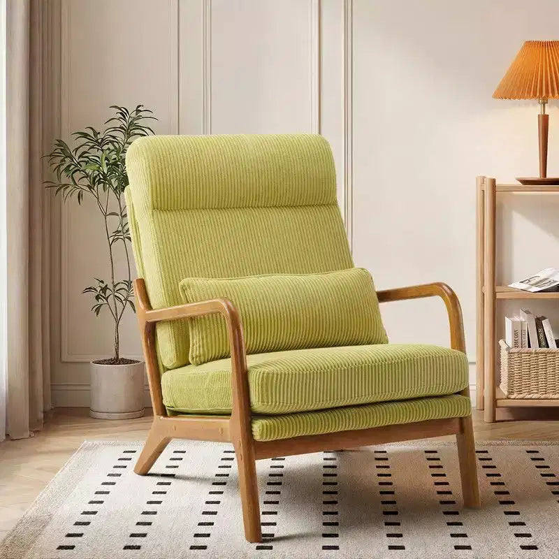 Karl Home Lot de 2 Chaises de Loisirs d'Intérieur en Lin avec Dossier Haut, Accoudoirs en Bois Massif et Cadre en Fer