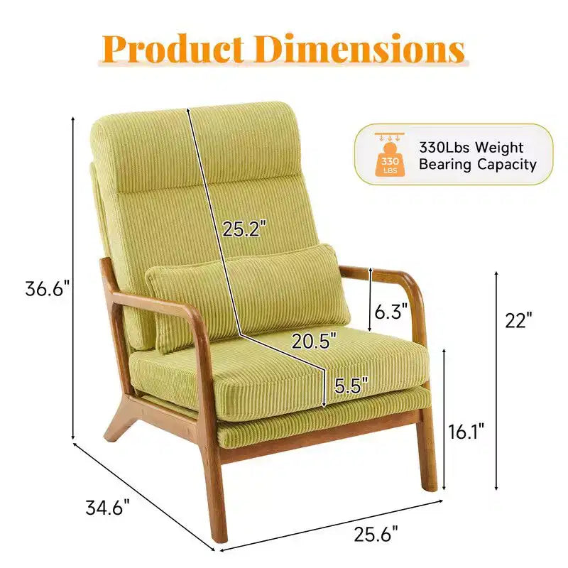 Karl Home Lot de 2 Chaises de Loisirs d'Intérieur en Lin avec Dossier Haut, Accoudoirs en Bois Massif et Cadre en Fer