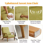 Karl Home Lot de 2 Chaises de Loisirs d'Intérieur en Lin avec Dossier Haut, Accoudoirs en Bois Massif et Cadre en Fer
