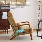 Karl Home Lot de 2 Chaises de Loisirs d'Intérieur en Lin avec Dossier Haut, Accoudoirs en Bois Massif et Cadre en Fer