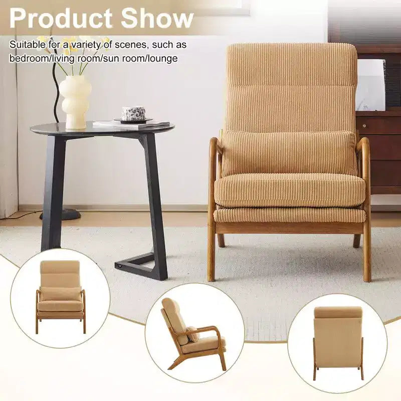 Karl Home Lot de 2 Chaises de Loisirs d'Intérieur en Lin avec Dossier Haut, Accoudoirs en Bois Massif et Cadre en Fer