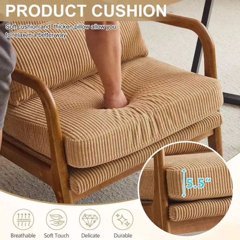 Karl Home Lot de 2 Chaises de Loisirs d'Intérieur en Lin avec Dossier Haut, Accoudoirs en Bois Massif et Cadre en Fer