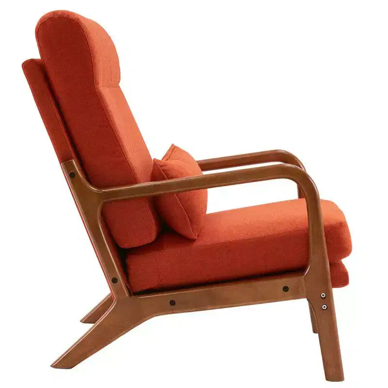 Karl Home Lot de 2 Chaises de Loisirs d'Intérieur en Lin avec Dossier Haut, Accoudoirs en Bois Massif et Cadre en Fer