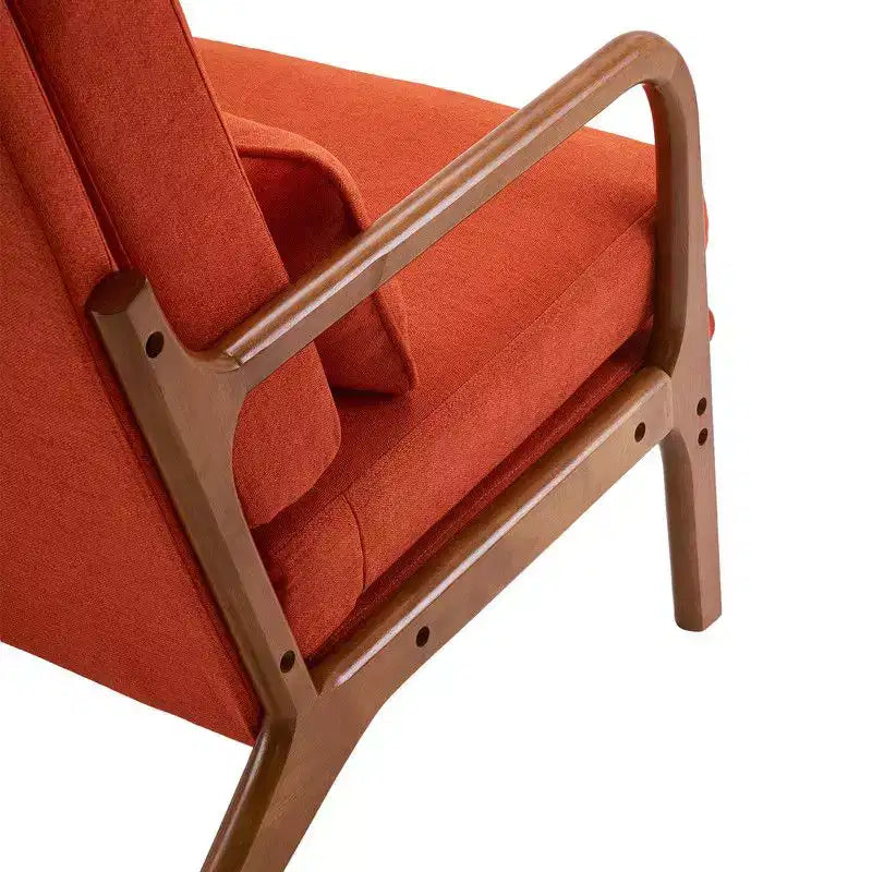 Karl Home Lot de 2 Chaises de Loisirs d'Intérieur en Lin avec Dossier Haut, Accoudoirs en Bois Massif et Cadre en Fer