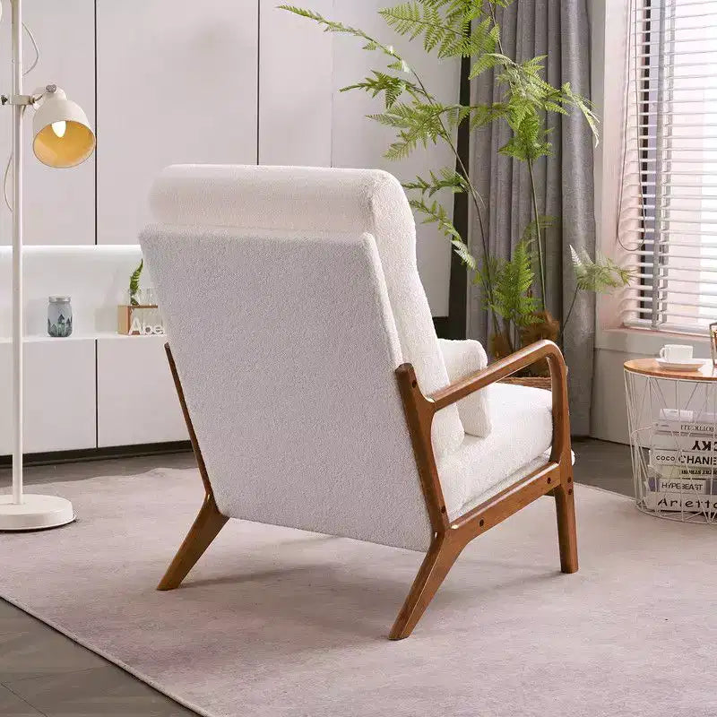 Karl Home Lot de 2 Chaises de Loisirs d'Intérieur en Lin avec Dossier Haut, Accoudoirs en Bois Massif et Cadre en Fer