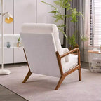 Karl Home Lot de 2 Chaises de Loisirs d'Intérieur en Lin avec Dossier Haut, Accoudoirs en Bois Massif et Cadre en Fer