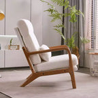 Karl Home Lot de 2 Chaises de Loisirs d'Intérieur en Lin avec Dossier Haut, Accoudoirs en Bois Massif et Cadre en Fer