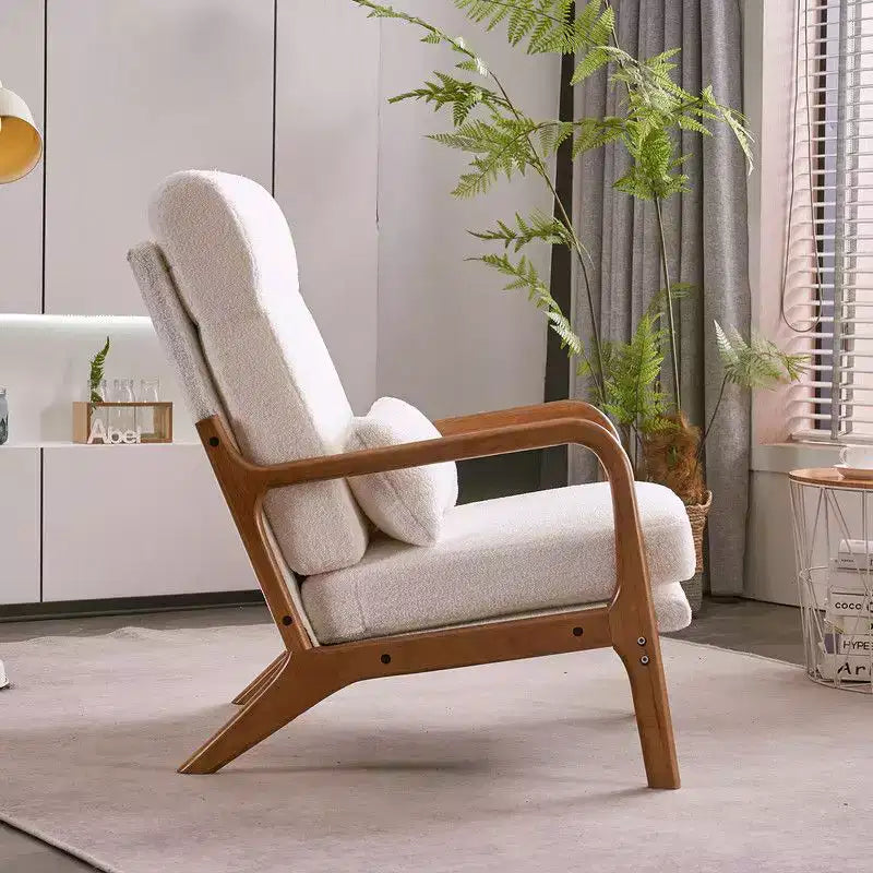 Karl Home Lot de 2 Chaises de Loisirs d'Intérieur en Lin avec Dossier Haut, Accoudoirs en Bois Massif et Cadre en Fer