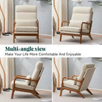 Karl Home Lot de 2 Chaises de Loisirs d'Intérieur en Lin avec Dossier Haut, Accoudoirs en Bois Massif et Cadre en Fer