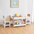 Ensemble table et chaises pour enfants, bureau pour tout-petits 4 en 1 avec tiroir de rangement, plateau de table détachable 2 en 1 pour salle de classe, maison, salle de jeux (blanc)