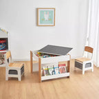 Ensemble table et chaises pour enfants, bureau pour tout-petits 4 en 1 avec tiroir de rangement, plateau de table détachable 2 en 1 pour salle de classe, maison, salle de jeux (blanc)