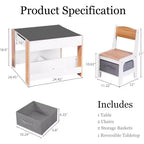 Ensemble table et chaises pour enfants, bureau pour tout-petits 4 en 1 avec tiroir de rangement, plateau de table détachable 2 en 1 pour salle de classe, maison, salle de jeux (blanc)