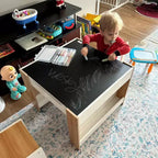 Ensemble table et chaises pour enfants, bureau pour tout-petits 4 en 1 avec tiroir de rangement, plateau de table détachable 2 en 1 pour salle de classe, maison, salle de jeux (blanc)