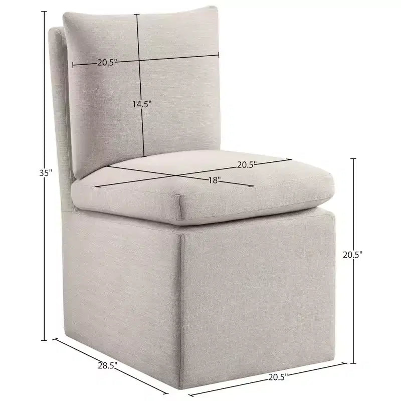 Meridian Furniture Nelori Chaise de salle à manger en tissu performance texturé lin, lot de 2