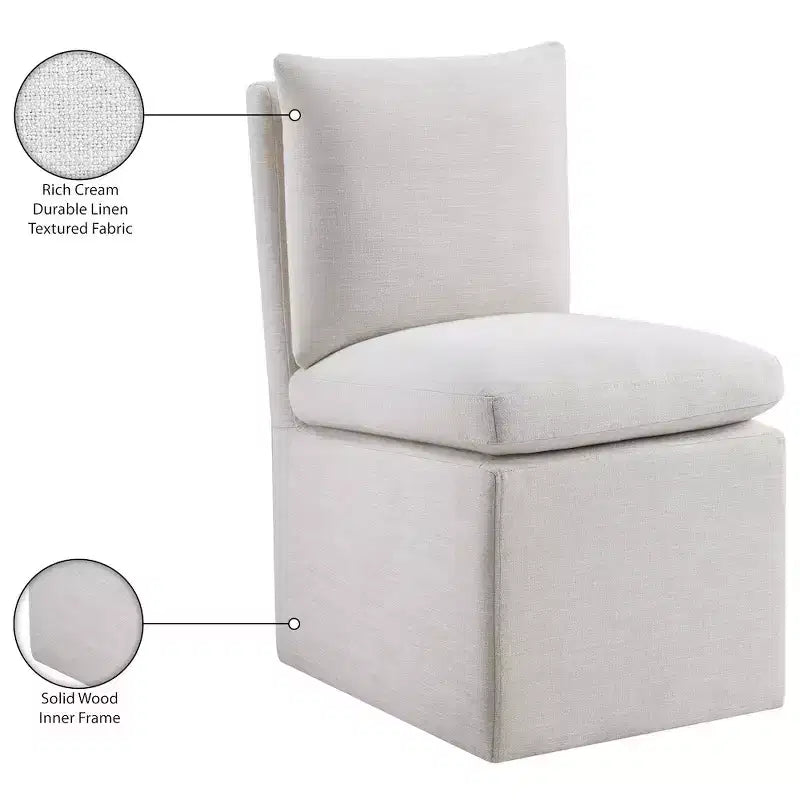 Meridian Furniture Nelori Chaise de salle à manger en tissu performance texturé lin, lot de 2