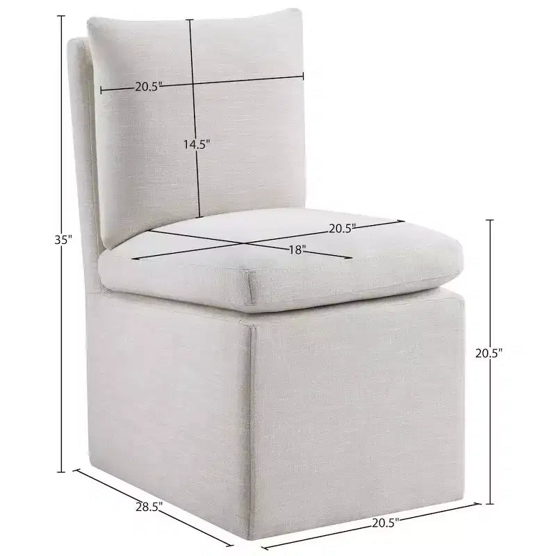 Meridian Furniture Nelori Chaise de salle à manger en tissu performance texturé lin, lot de 2