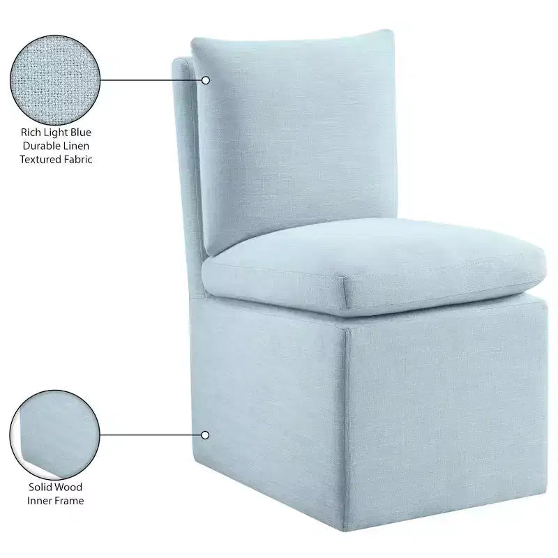 Meridian Furniture Nelori Chaise de salle à manger en tissu performance texturé lin, lot de 2