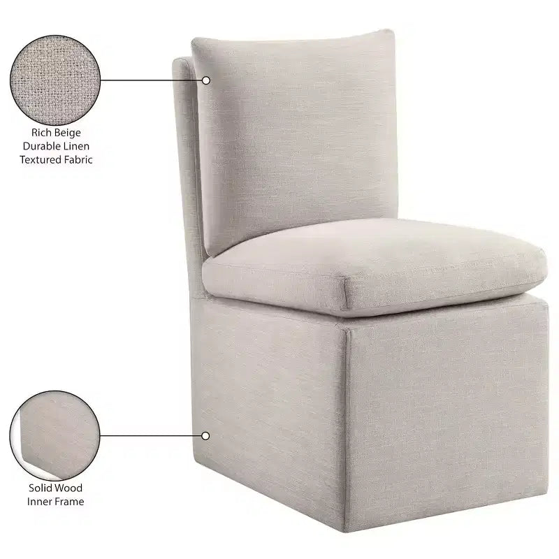 Meridian Furniture Nelori Chaise de salle à manger en tissu performance texturé lin, lot de 2