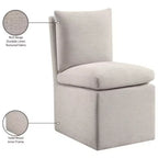Meridian Furniture Nelori Chaise de salle à manger en tissu performance texturé lin, lot de 2