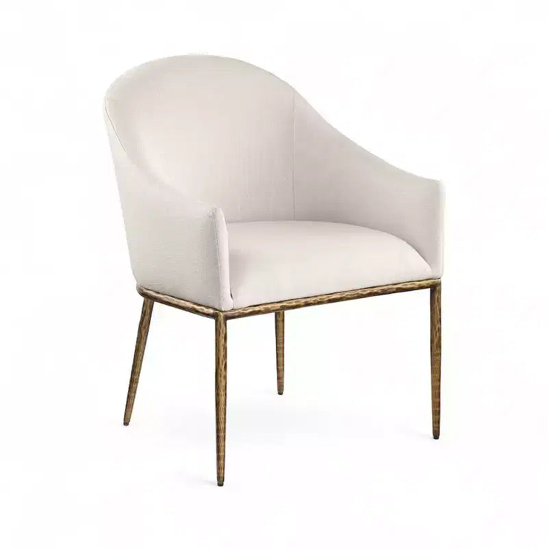 Meridian Furniture Ferro Beige Linen Textured Performance Fabric Upholstered Dining Arm Chair