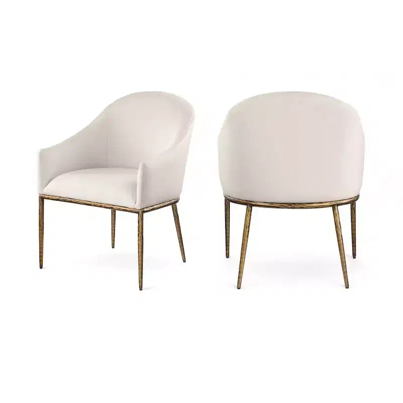 Chaise de salle à manger capitonnée avec accoudoirs Meridian Furniture Ferro en tissu texturé performance lin beige